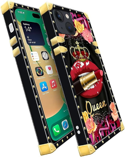 Compatible with iPhone 14 Case, Queen Lip Crown Leopard Print Luxury Golden - Image 3