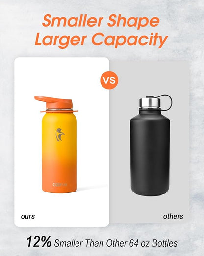 Coolflask Water Bottle with Straw, 32 oz Insulated Metal Water Flask with Straw - Image 3