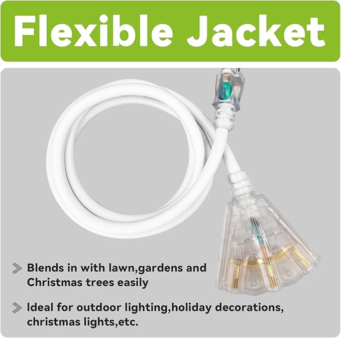 EP 12FT 12 Gauge Heavy Duty Extension Cord, 15A 125V 1875W, 3 Outlet - Image 6