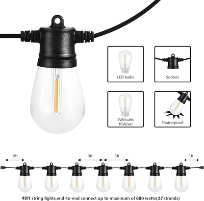 SUNTHIN Outdoor String Lights, 48FT Patio Lights - Image 2