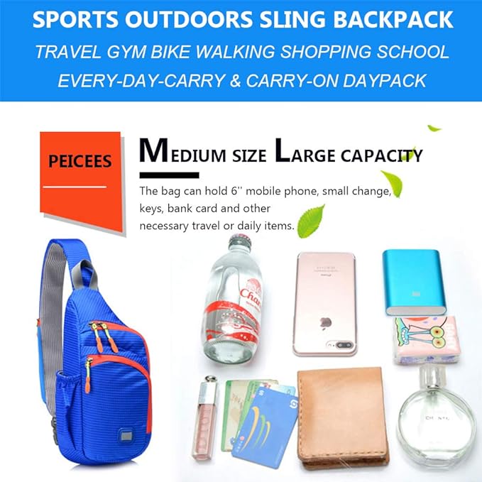 Peicees Small Sling Backpack Waterproof Unisex Shoulder Bag Chest Crossbody - Image 6
