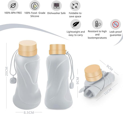 Collapsible Water Bottles, Leak Proof, Reuseable BPA Free Silicone Foldable - Image 2
