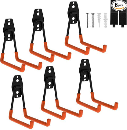 Garage Hooks Heavy Duty, 6 Pack Medium Square Steel Garage Storage Hooks by BRCRXW