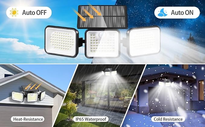 2 Pack 180 LED Solar Flood Light Outdoor, Motion Sensor Outdoor Lights - Image 3