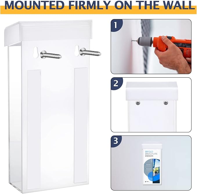 Remerry 4 Pieces Acrylic Outdoor Brochure Holder 4 x 9 Inch Waterproof Wall - Image 5