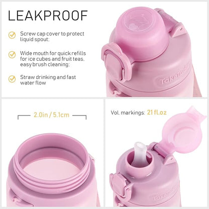 TakeToday Collapsible Water Bottles 21oz, Foldable Platinum Silicone Travel - Image 6