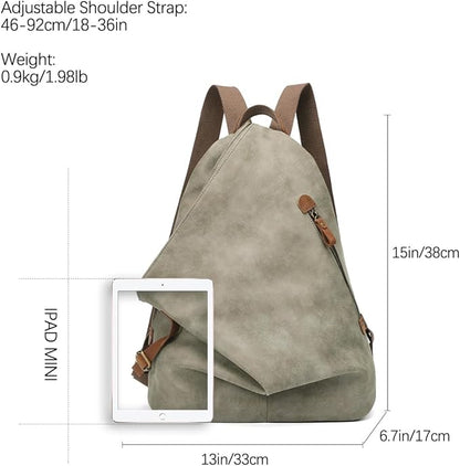 KL928 PU Leather Vintage Backpack – Large Casual Daypack Outdoor Travel - Image 2