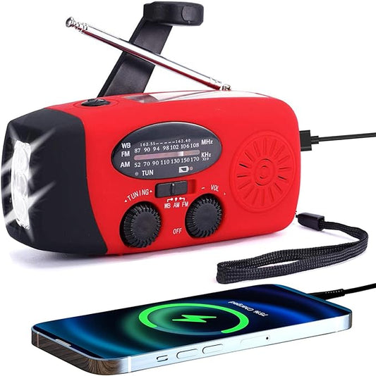 FM/AM/NOAA Weather Radio Hand Crank Self Powered Solar Portable Mini Emergency by emergencyradio