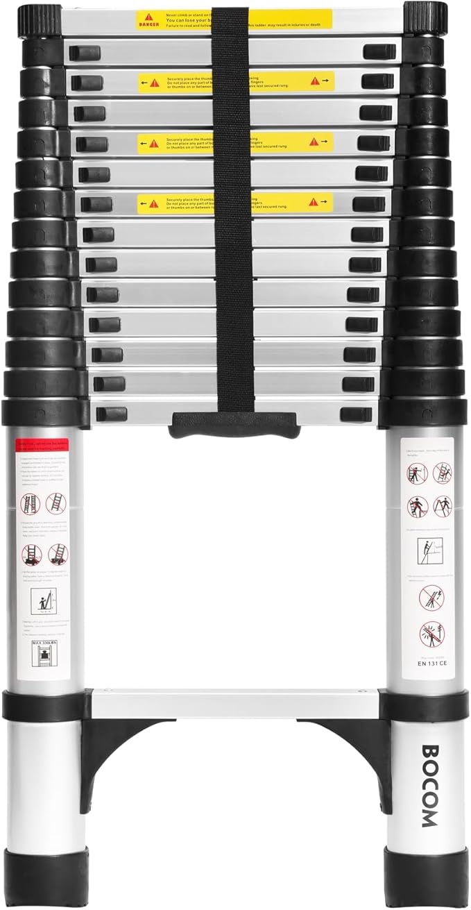 BOCOM 14.5 FT Aluminum Telescoping Ladder, Lightweight Multi-Purpose by BOCOM
