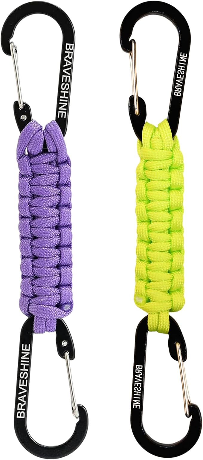 BRAVESHINE Paracord Keychain Carabiner Clip, D Ring Lanyard Hanger Stroller Hook by BRAVESHINE