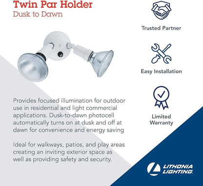 Lithonia Lighting Adjustable Dusk Dawn Security Light, Twin Par Outdoor Flood - Image 3