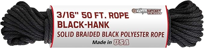 Rope Ratchet 3/16" 50 ft Braided Polypropylene Utility Cord, Weather Resistant by RopeRatchet