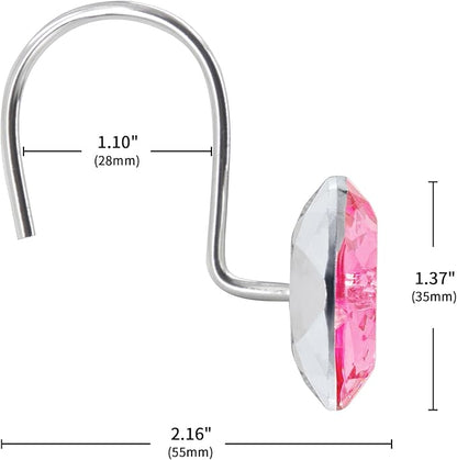 MitoVilla Pink Shower Curtain Hooks Rings, Metal Shower Hooks - Image 5
