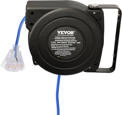 VEVOR Retractable Extension Cord Reel, 30 FT, Heavy Duty 16AWG/3C SJTOW - Image 10