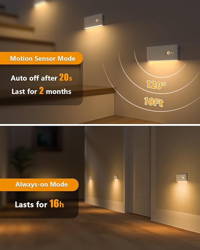 WILLED Rechargeable Night Light, Warm White Stair Lights Indoor, Wireless - Image 4