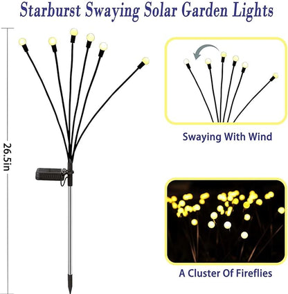 ZFNN Solar Garden Lights Outdoor, 10 Pack 60 LED Solar Firefly Lights, Swaying - Image 3