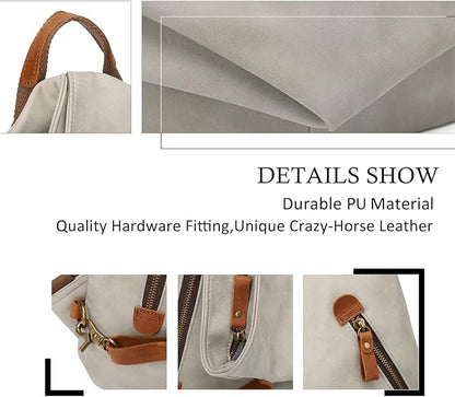 KL928 PU Leather Vintage Backpack – Large Casual Daypack Outdoor Travel - Image 3