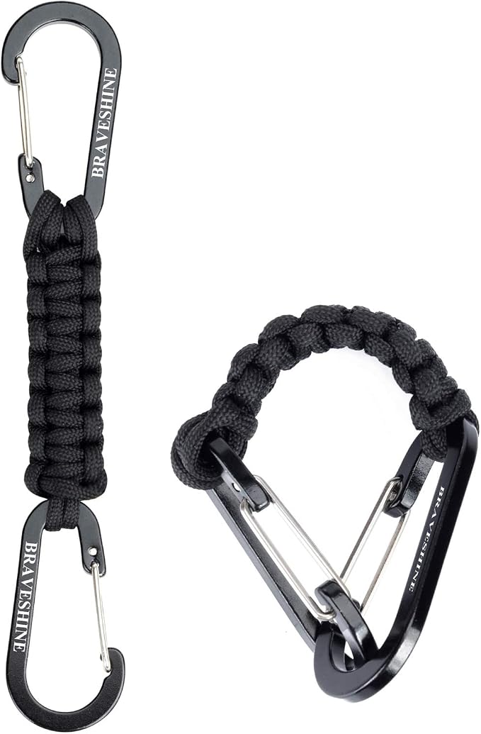 BRAVESHINE Paracord Keychain Carabiner Clip, D Ring Lanyard Hanger Stroller Hook - Image 9