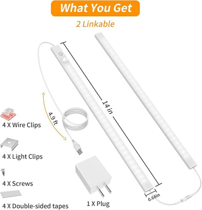 14" Slim USB Plug-in LED Motion Sensor Light Indoor, Bright & Dimmable Under - Image 5