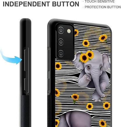 for Samsung Galaxy S20 FE Case, Cute Little Elephant Sunflower White Line Art - Image 2
