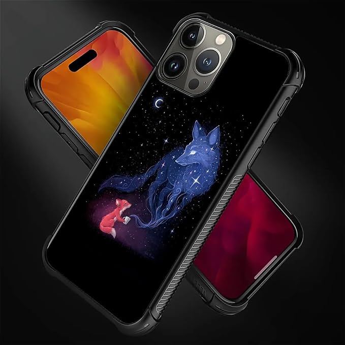 for iPhone 16 Pro Case, Galaxy Fox Wolf Pattern Graphic Design Girl Boy Soft - Image 4