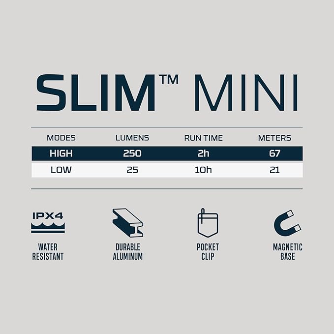 NEBO Slim Mini Pocket Light 2-Pack | Rechargeable, 250 Lumens, 2 Light Modes - Image 6