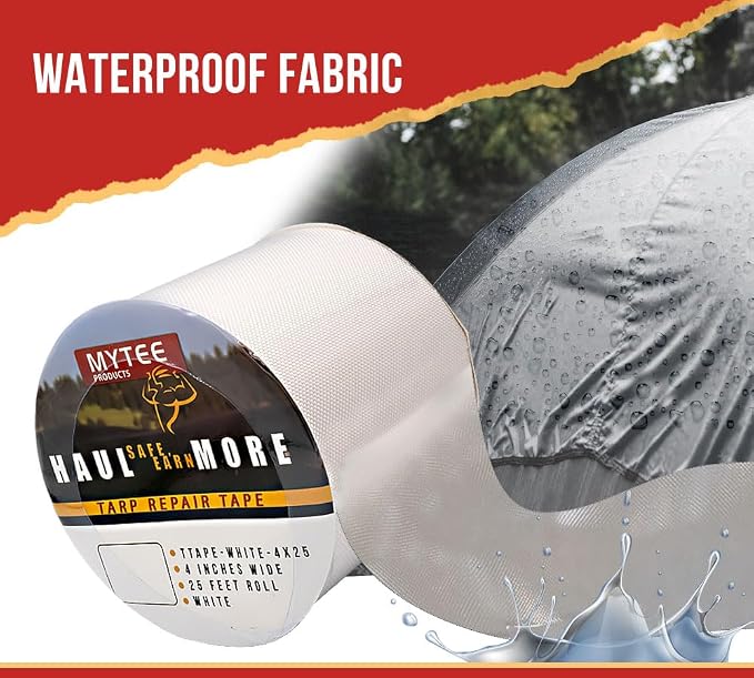Mytee Products 8.8 oz Waterproof White Vinyl Tarp Repair Tape 4 Inch x 25 FT - Image 3