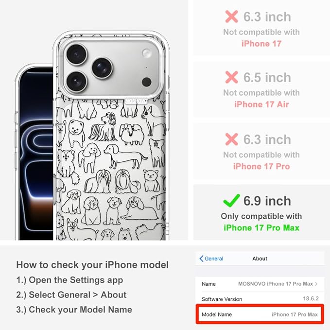 MOSNOVO for iPhone 17 Pro Max Case | Military Grade 6.6ft Drop Tested | Camera - Image 2