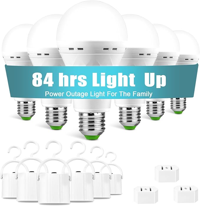 6 Pack Rechargeable Emergency Light Bulbs, Battery Powered LED Light Bulb 6000K by SORHELIDKO