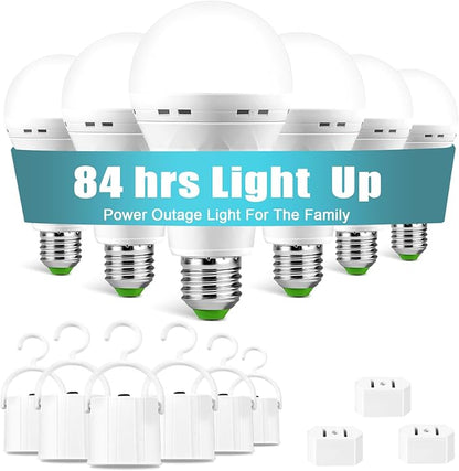 6 Pack Rechargeable Emergency Light Bulbs, Battery Powered LED Light Bulb 6000K by SORHELIDKO