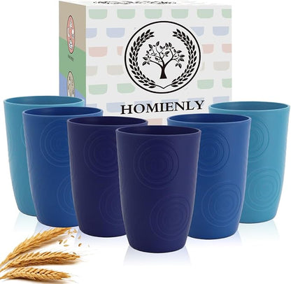 Homienly Wheat Straw Cups 16oz, Unbreakable Cups-6 PCS Freezer and Dishwasher by HOMIENLY