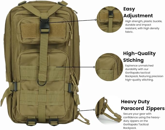 30L Tan Tactical Backpack - Image 4