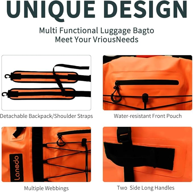 80L Dry Bag Large Waterproof Bag Roll-Top Heavy Duty Fishing Duffel Bag - Image 4