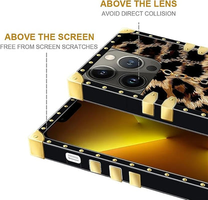 Compatible with iPhone 13 Pro Max Case, Seamless Gold Chain Leopard Luxury - Image 6