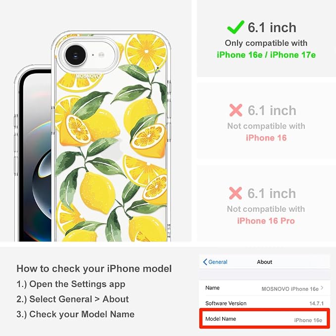 MOSNOVO for iPhone 17e Case/iPhone 16e Case, Shockproof Military-Grade - Image 2