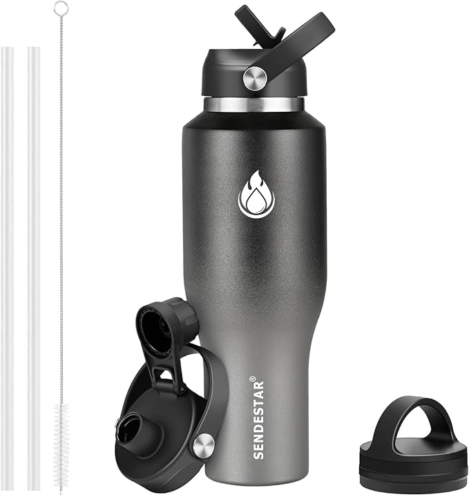 32oz Stainless Steel Water Bottle, Double Wall Vacuum Insulated Bottle by Sendestar