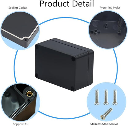 2 Pack Project Box ABS Plastic Black Electrical Boxes IP65 Waterproof DIY - Image 5