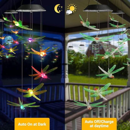Toodour Solar Wind Chimes Outdoor, Color Changing Solar Lights Dragonfly - Image 4