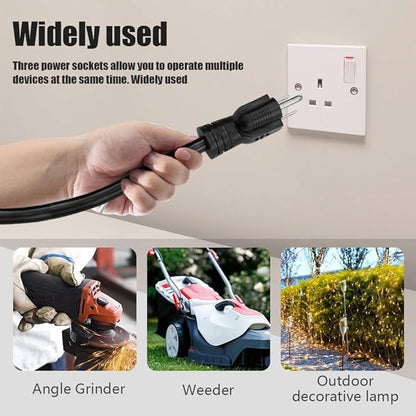 15FT 12/3 Outdoor Extension Cord, Heavy Duty 3-Outlet SJTW Indoor/Outdoor - Image 4
