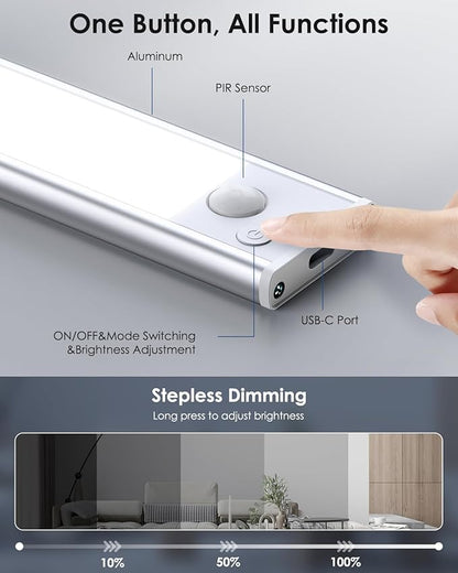 2-Pack Under Cabinet Lighting, Upgraded 3200mAh Rechargeable Under Cabinet - Image 2