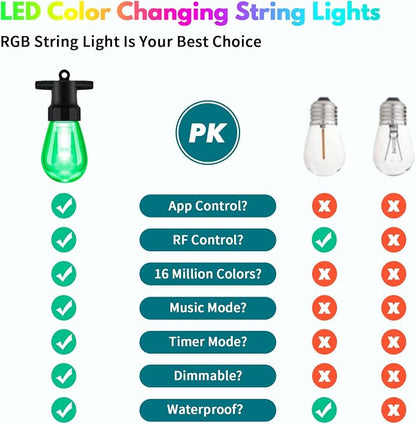 50ft Outdoor String Lights Color Changing - Image 6