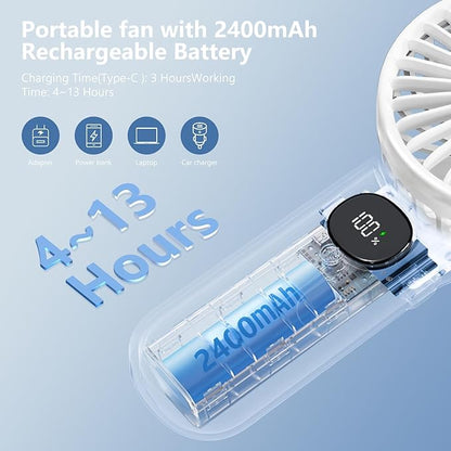 Portable Fan, Handheld Fans 2-Pack, 180° Foldable Hand Held Fan - Image 2