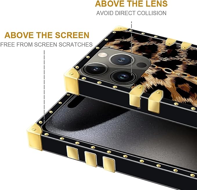 Compatible with iPhone 16 Pro Max Case, Seamless Gold Chain Leopard Luxury - Image 6
