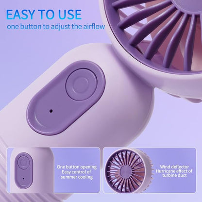 VanSmaGo Portable Handheld Mini Fan, USB Rechargeable Personal Fan, Battery - Image 3