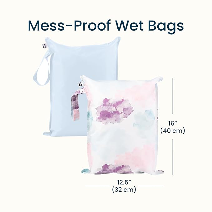 Tiny Twinkle Mess Proof Wet Bags | 2-Pack Reusable Waterproof Wet Bags - Image 5