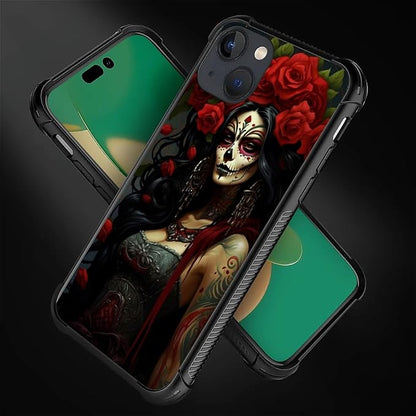 for iPhone 13 Case, Day of The Dead Halloween Woman Pattern Graphic Design Girl - Image 5