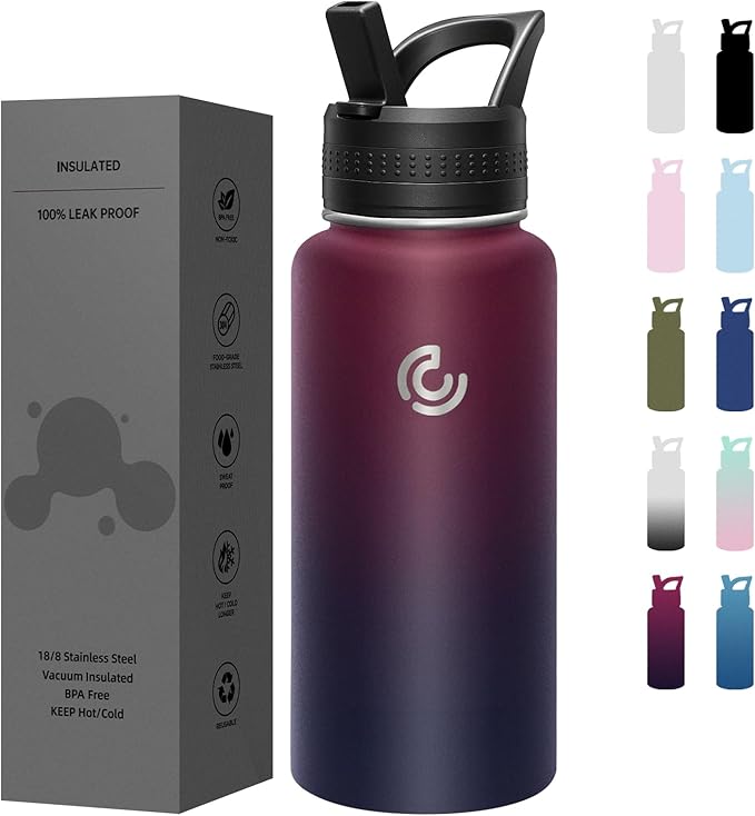COKTIK 32oz Sports Water Bottle, Stainless Steel Water Bottle by coktik