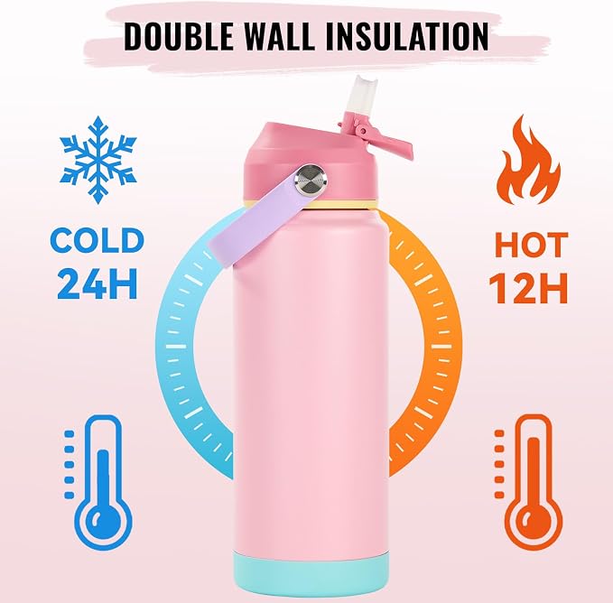 Fijinhom 24oz Insulated Stainless Steel Water Bottle, Wide Mouth Double Wall - Image 6