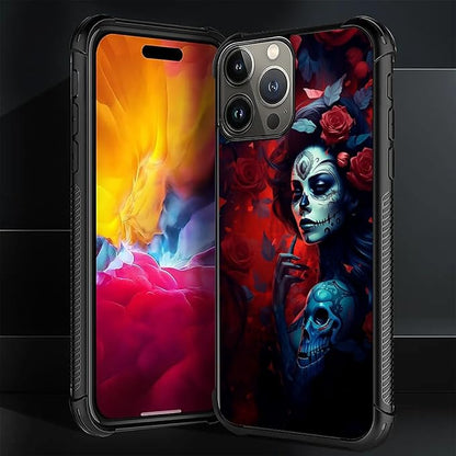 for iPhone 16 Pro Max Case, Skull Lady Rose Pattern Graphic Design Girl Boy - Image 7