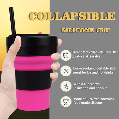 12 Oz Silicone Collapsible Travel Cup, Portable Silicone Water Bottle - Image 6